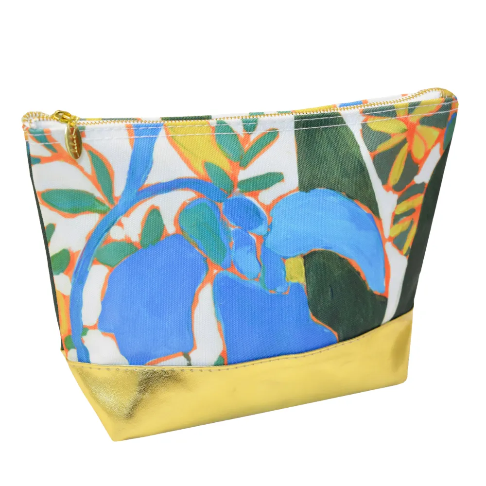 Canvas Cosmetic Pouch with Gold Metallic Boot 1