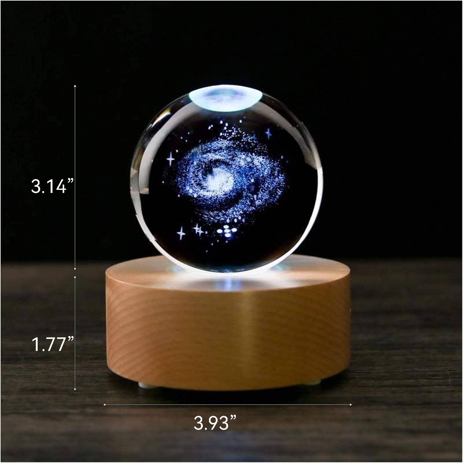 Bluetooth-Enabled Crystal Night Light with Solid Wood Base 5
