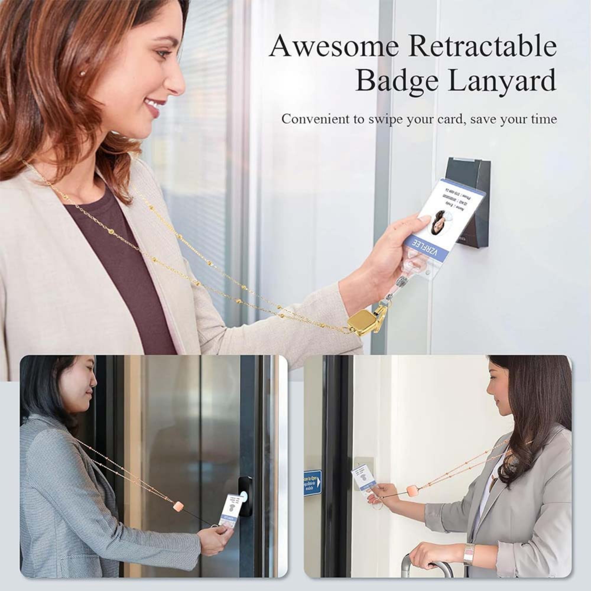 Retractable Badge Reel Lanyards With ID Holders 2