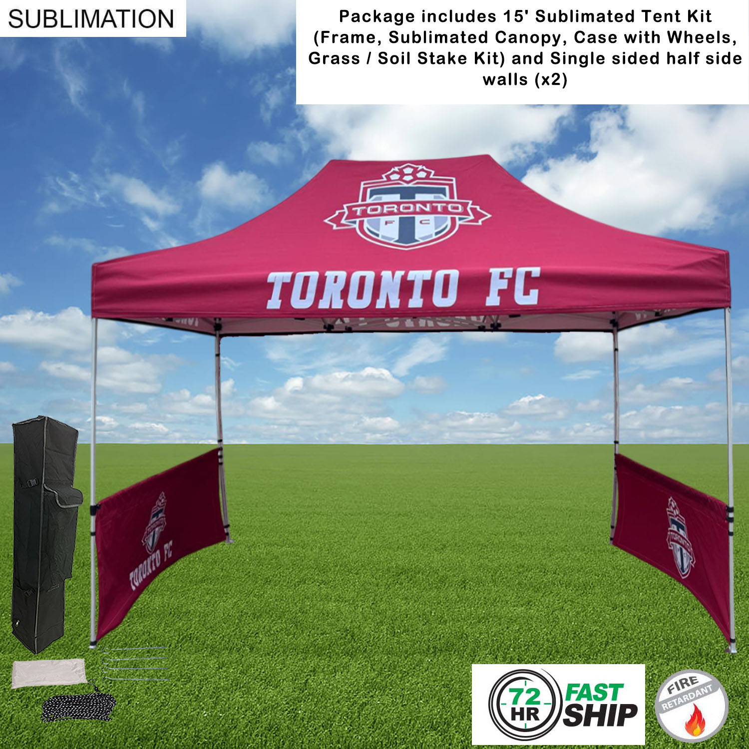 72Hr Fast Ship - Tent Sidewalls Package, 15' Sublimated Tent Kit and 2 Half single sided sidewalls 34
