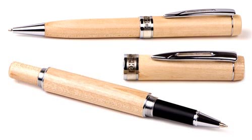 Inforest Flat Top Wood Ballpoint Pen and Rollerball Set
