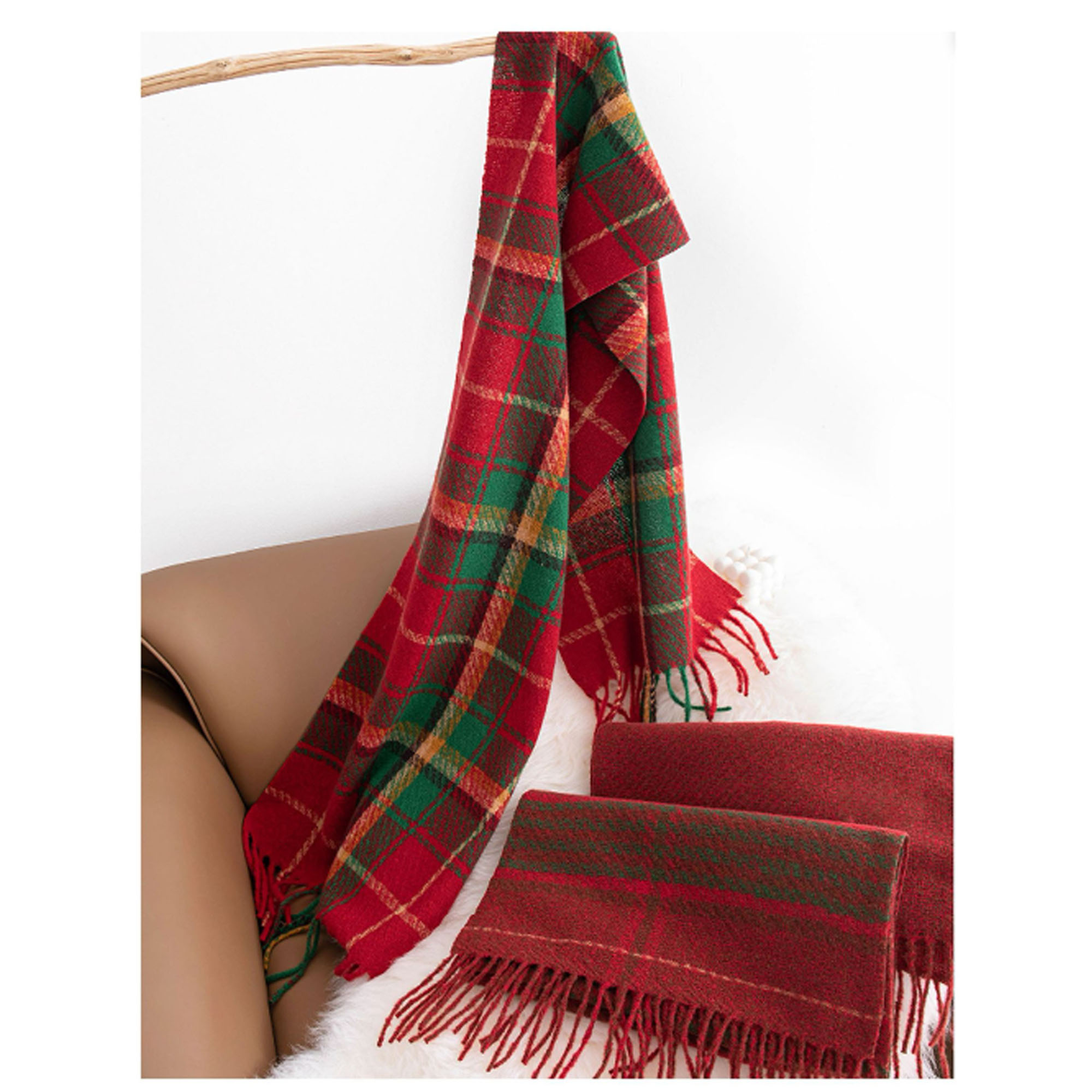 Autumn/Winter Christmas Checkered Scarf 3