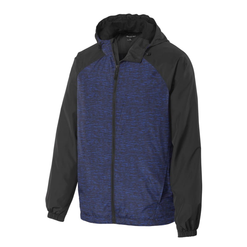 Sport-Tek Heather Colorblock Raglan Hooded Wind Jacket. 15