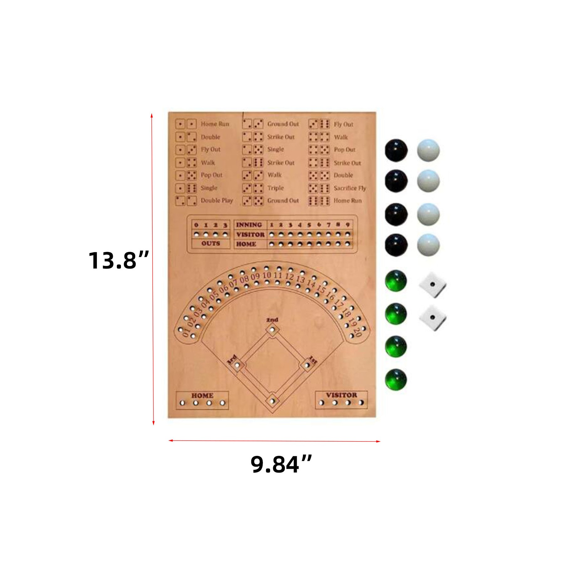 Baseball Dice Board Game Wood 2