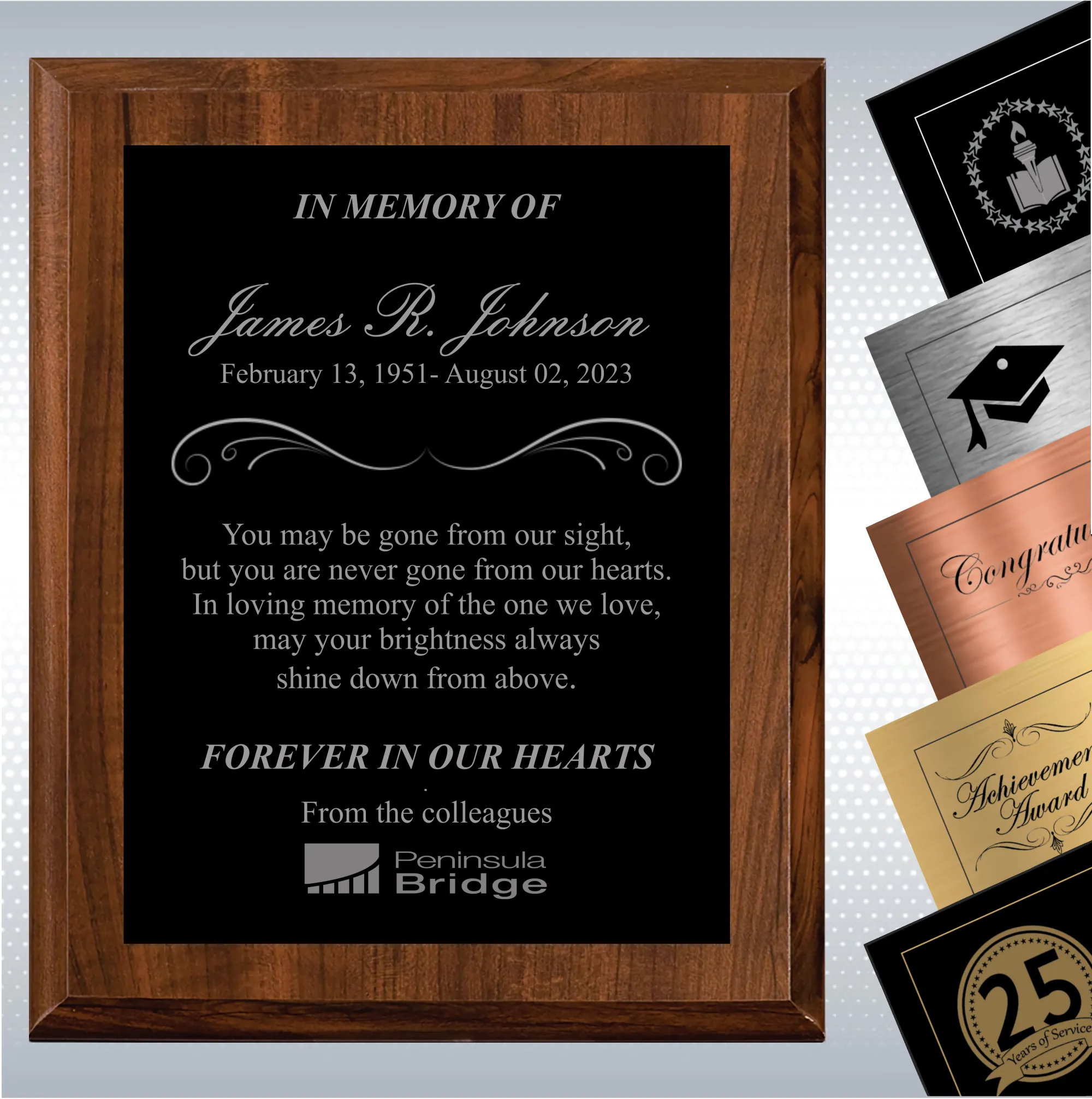 Cherry Finish Personalized Memorial Gift Aaward 15