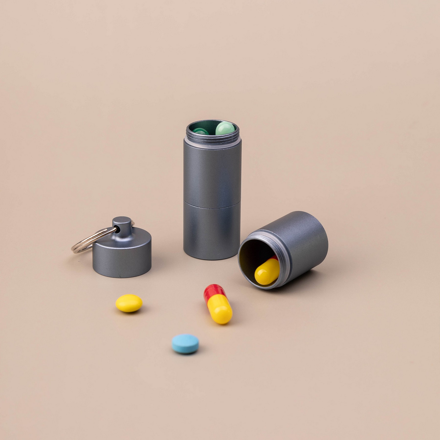 Portable Aluminum Pill Box Key Chain 4