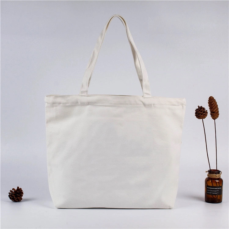 Custom White Canvas Tote with Zipper, custom tote bag with logo imprint 5