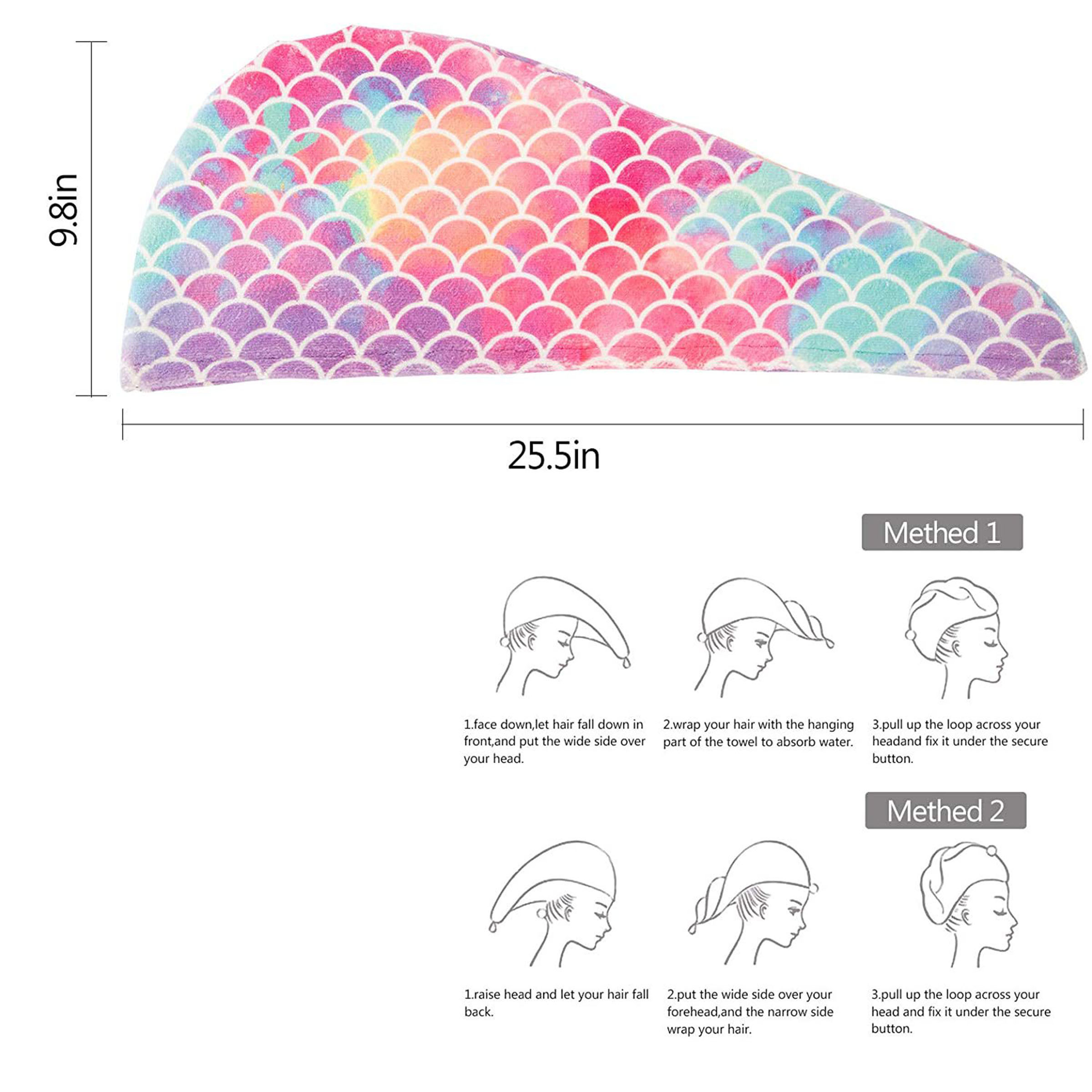 High-Quality Microfiber Material Mermaid-Patterned Quick-Dry Hair Turban 4