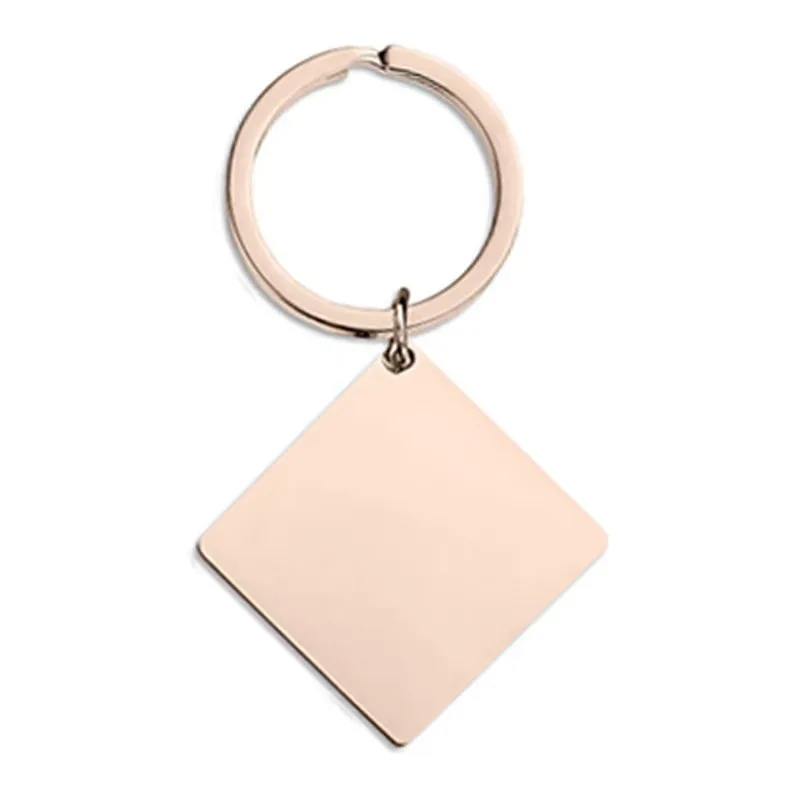 Stainless Steel Square Tag Keychain 2