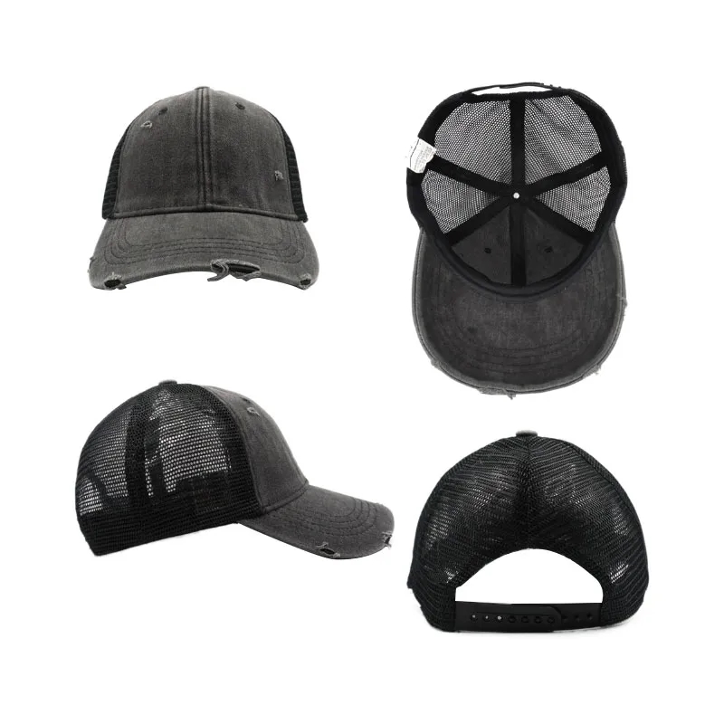 Distressed Trucker Cotton Mesh Cap 2