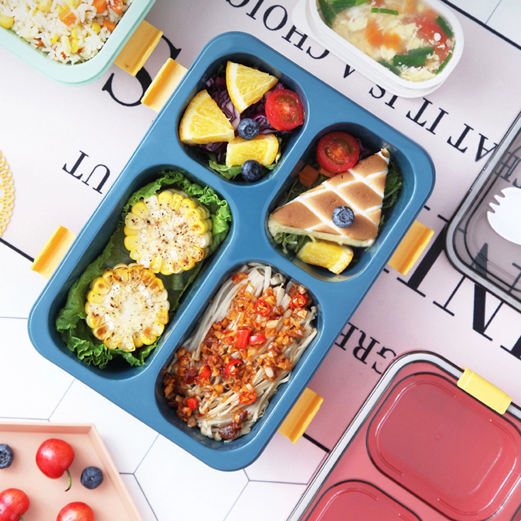 4 Compartment Containers Bento Box With Lids 4