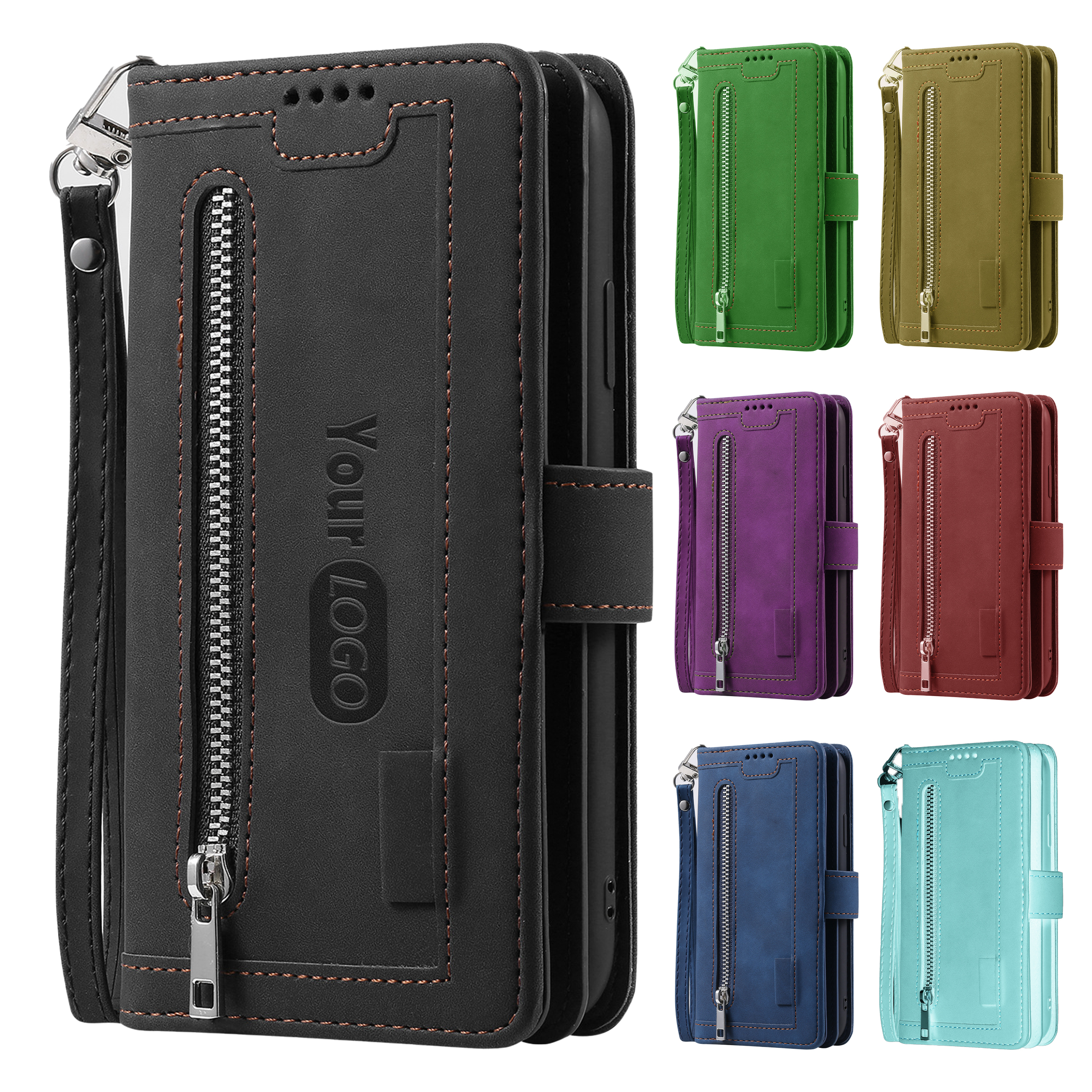 Leather Multifunctional Wallet Case With Zipper Pocket And Card Slots 2