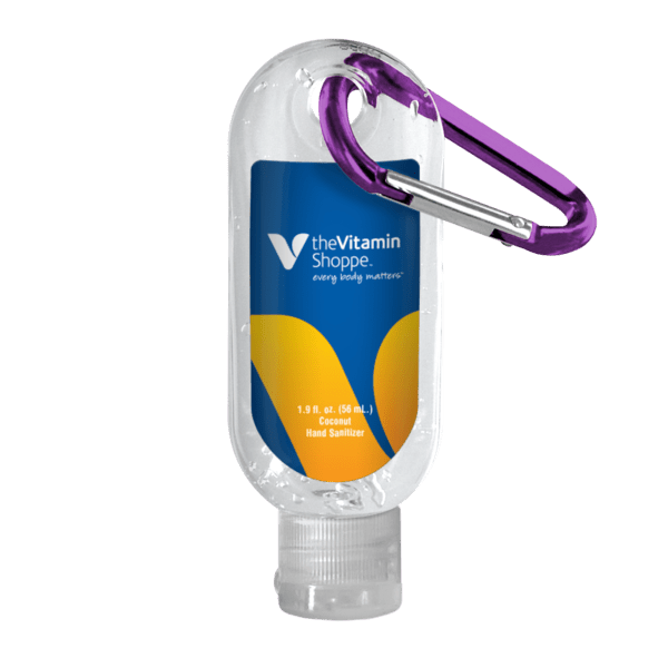1.9 oz. Clear Sanitizer in Clear Bottle with Carabiner 1