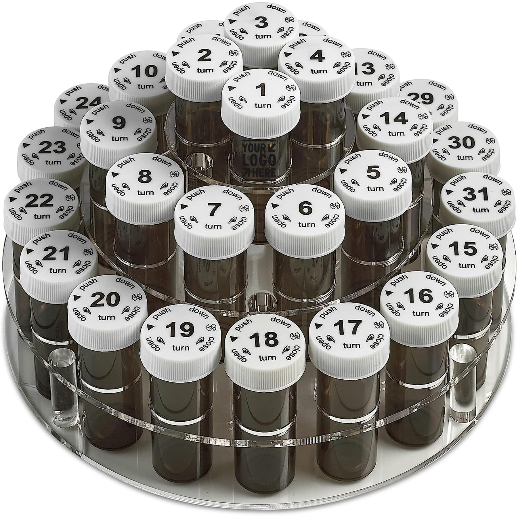 31 Numbered Full Size Monthly Pill Bottle Medication Vitamins Organizer with Childproof Lids 2