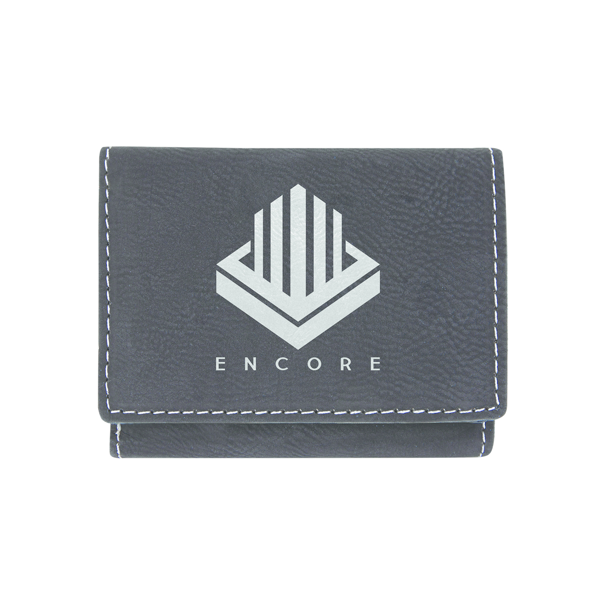 Black & Silver Leatherette Trifold Wallet