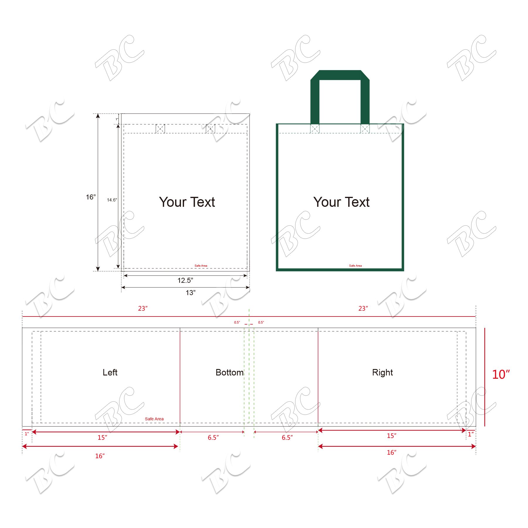 Free Shipping 80 gsm PET Non-Woven Color Trim Full-Color Sublimated Tote Bag 3