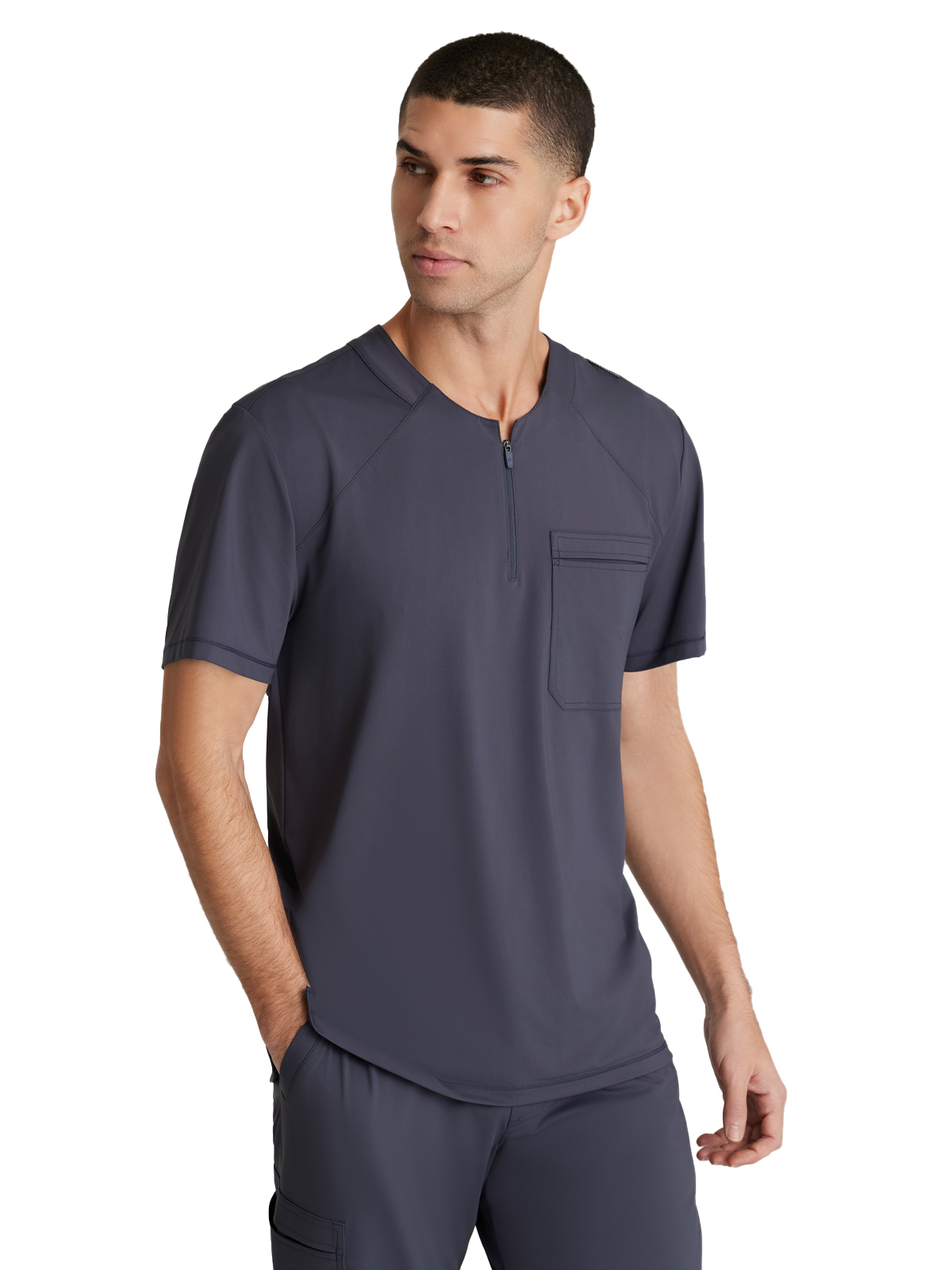 Skechers Slip-Ins - Men's One-Pocket Curved Neck Flex Scrub Top 16