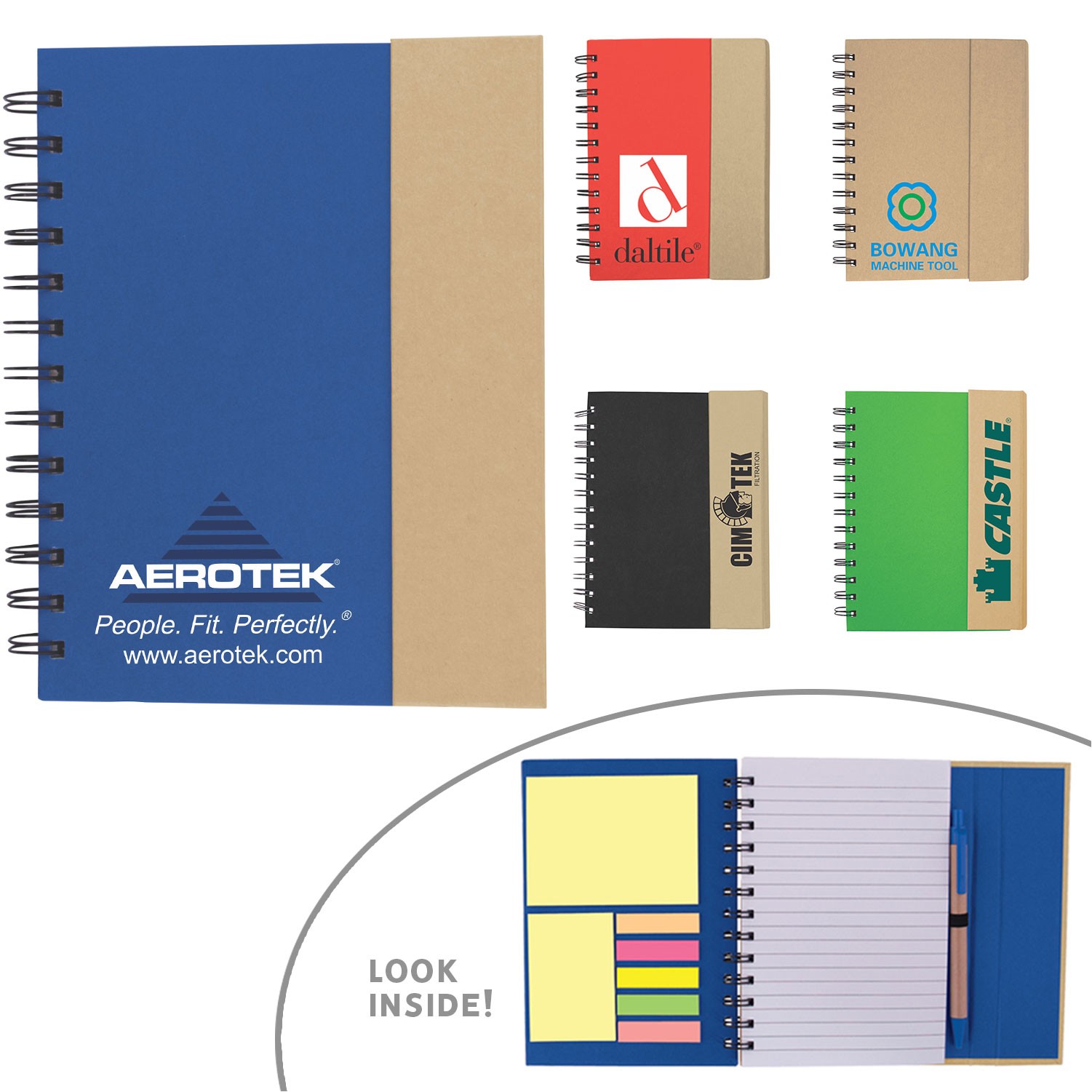 Eco-Recycled Journal&Notebook w/Sticky Notes, Flags, & Pen 7