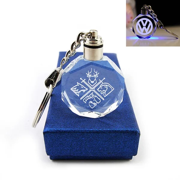 3D Laser Engraved Led Crystal Keychain 3
