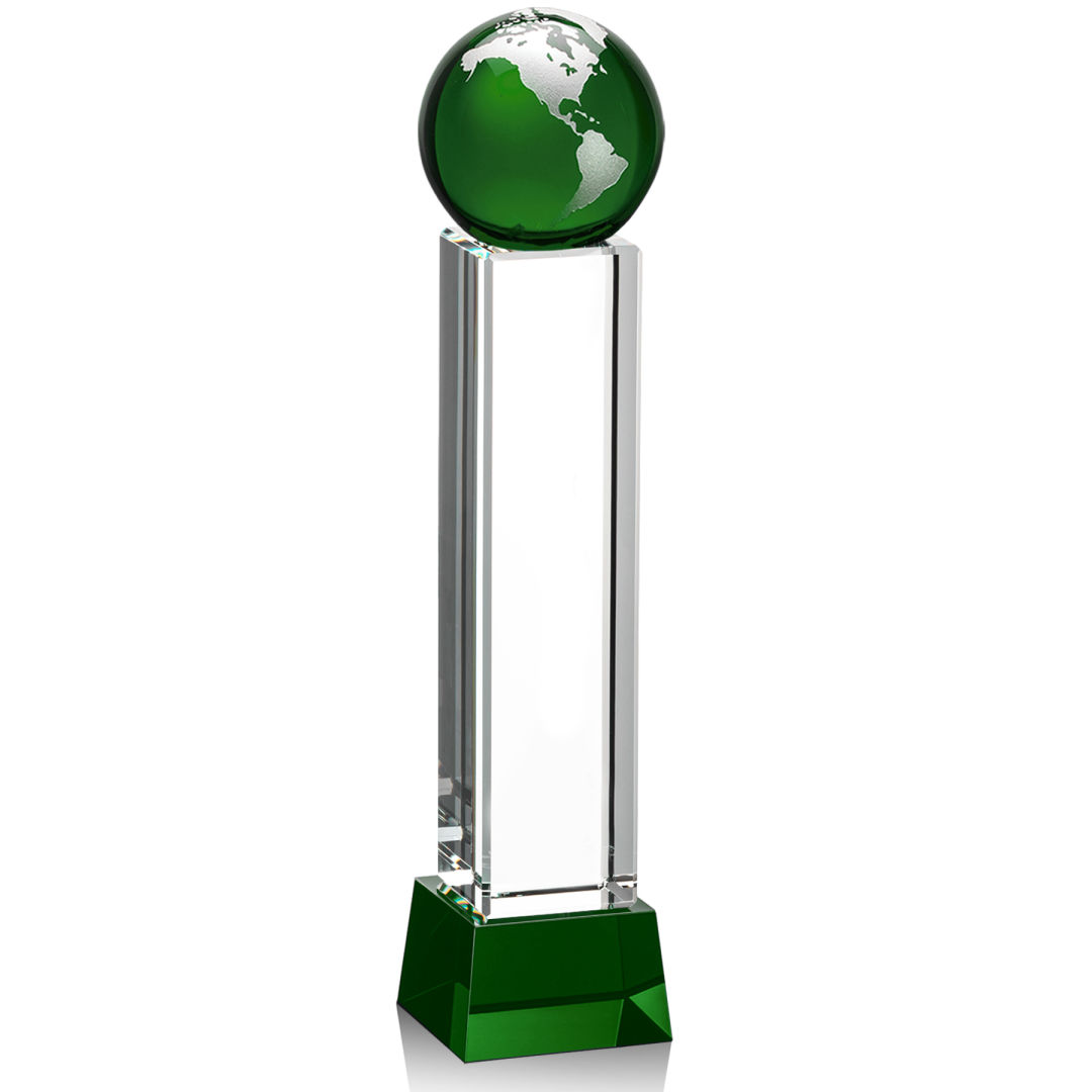 Luz Globe Award on Base - Green/Silver 8