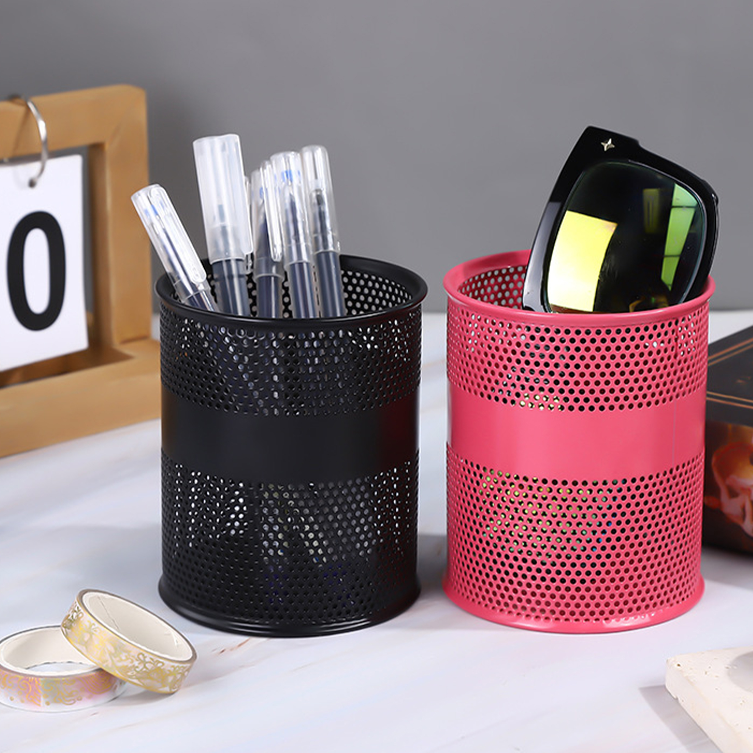 Iron Simple Solid Color Storage Pen Holder 10