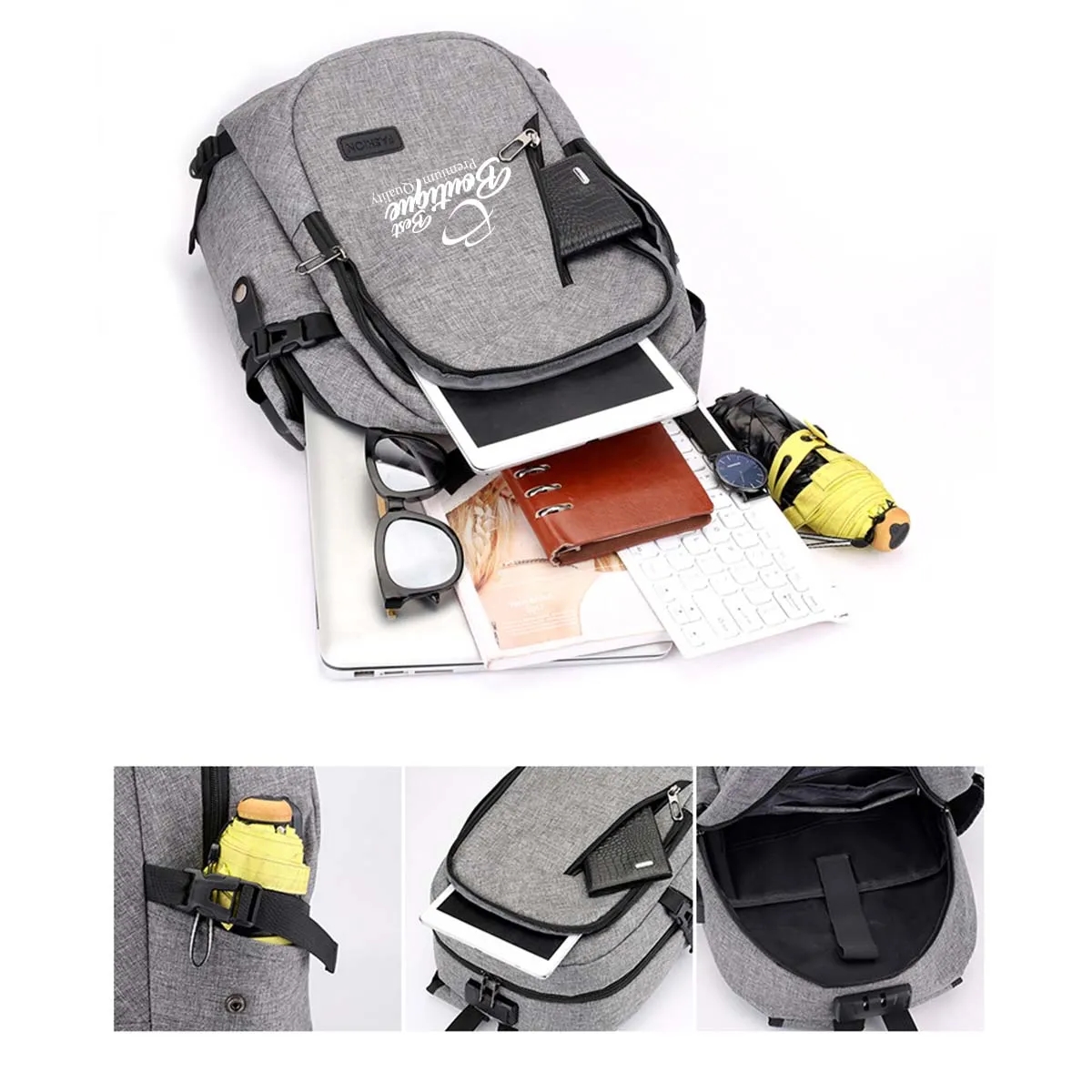 Multifunction Anti-Theft USB Charging Port Laptop Backpack 5