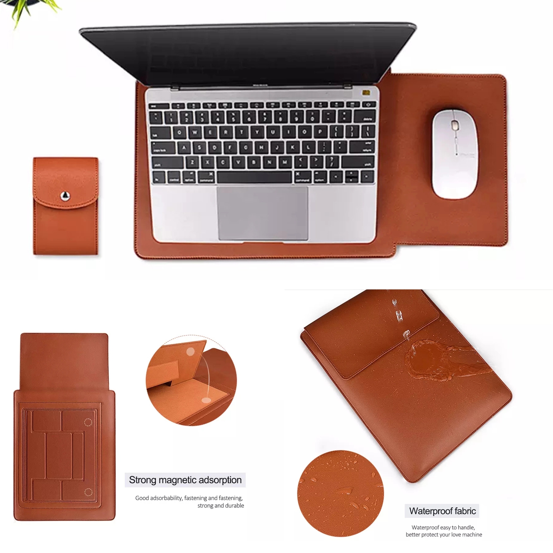 Multifunction Stand Leather Laptop Sleeve 5