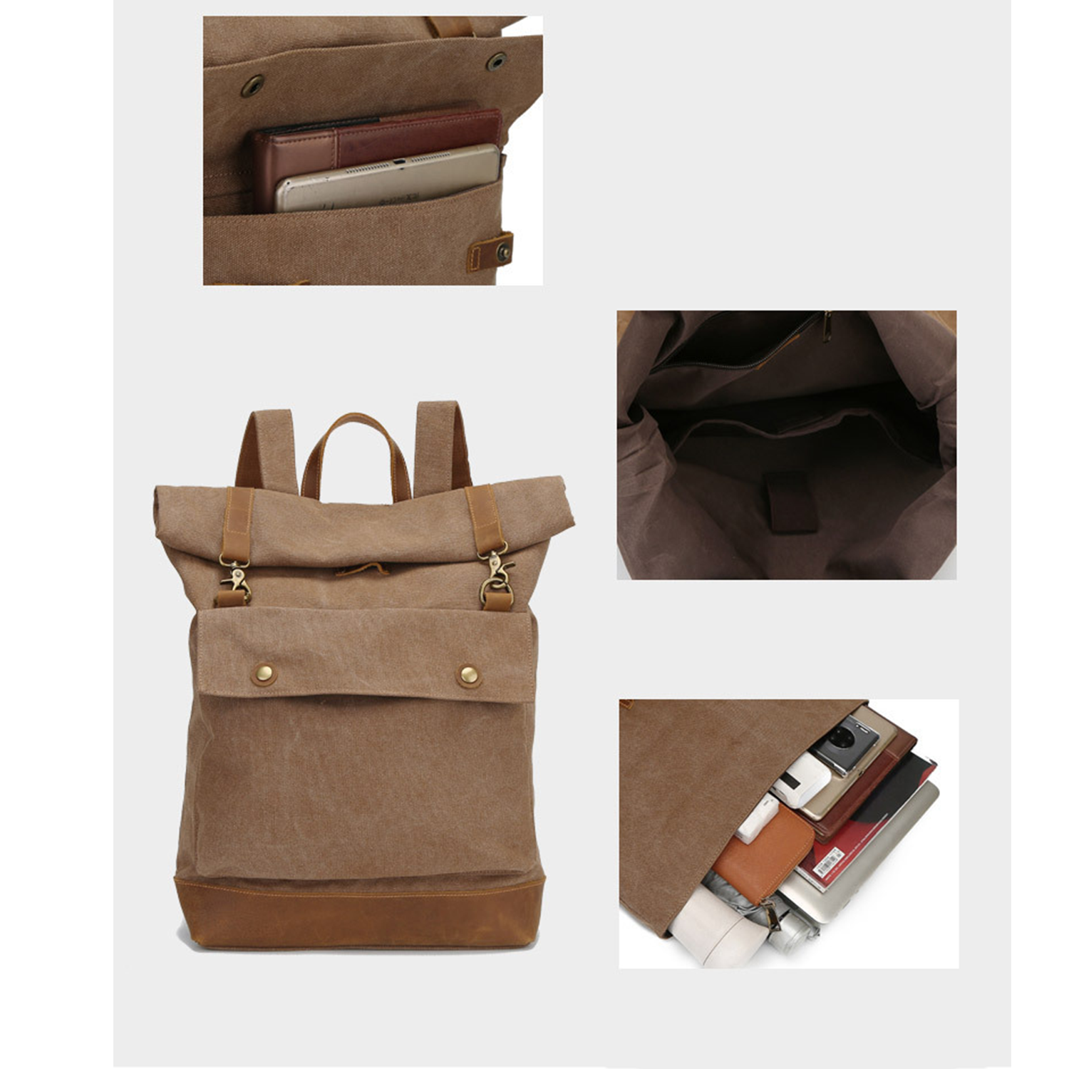 Vintage Classic Rucksack Canvas Backpack for Campus 5