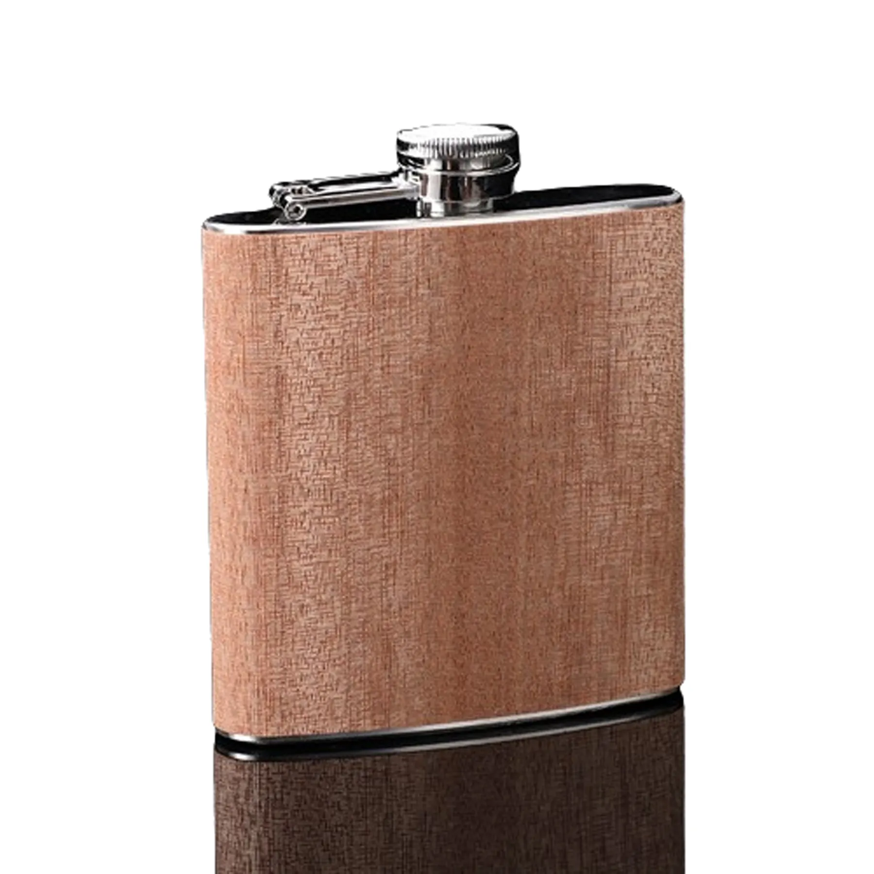 Custom 6 oz Wood Grain Stainless Steel Liquor Flask 3