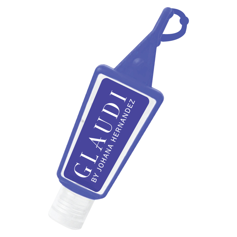 Clearance! 1 oz. 75% Bottle Antibacterial Hand Sanitizer Gel w/Silicone Keyring Clip 1