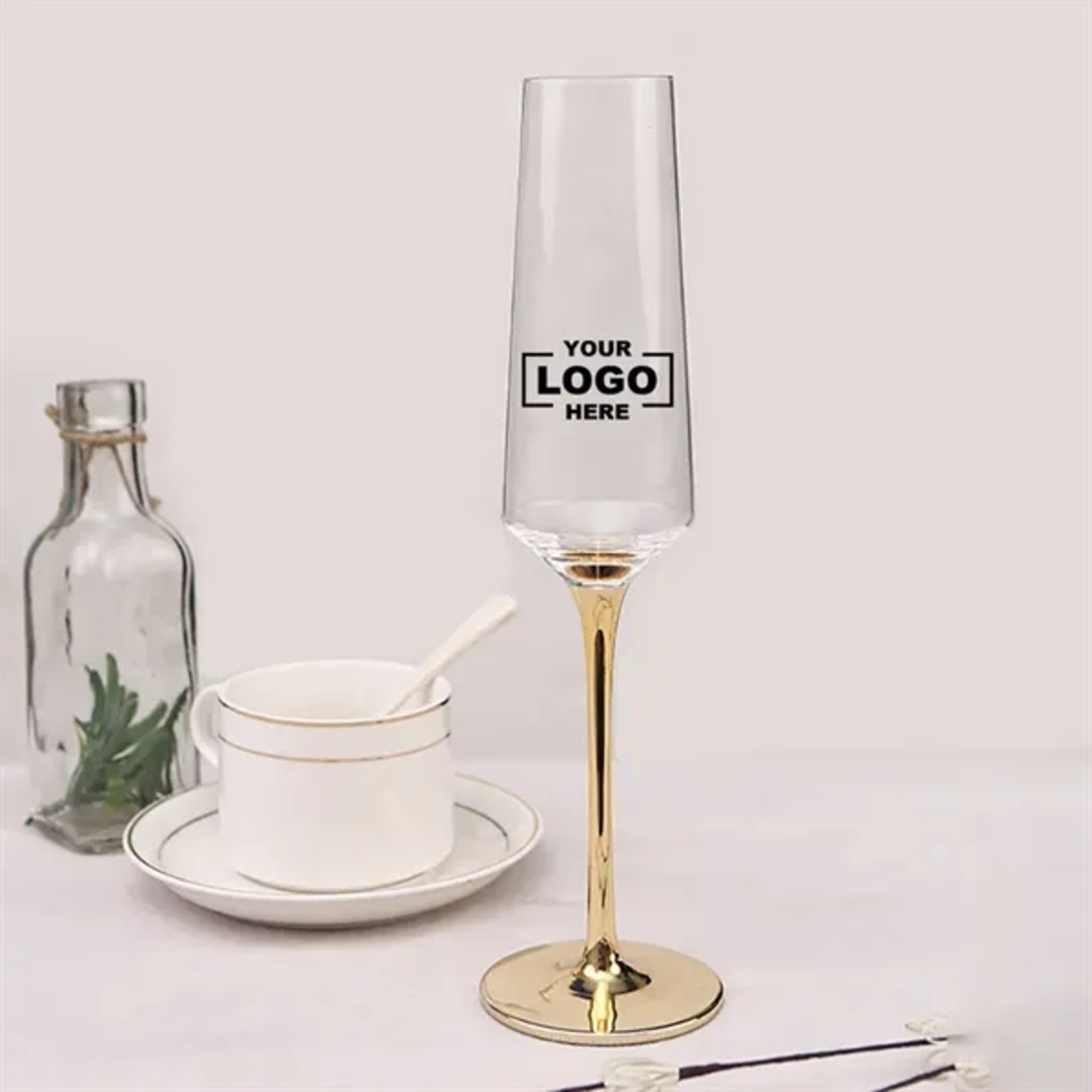 7oz Gold handled Champagne Wine Glass Cup
 2
