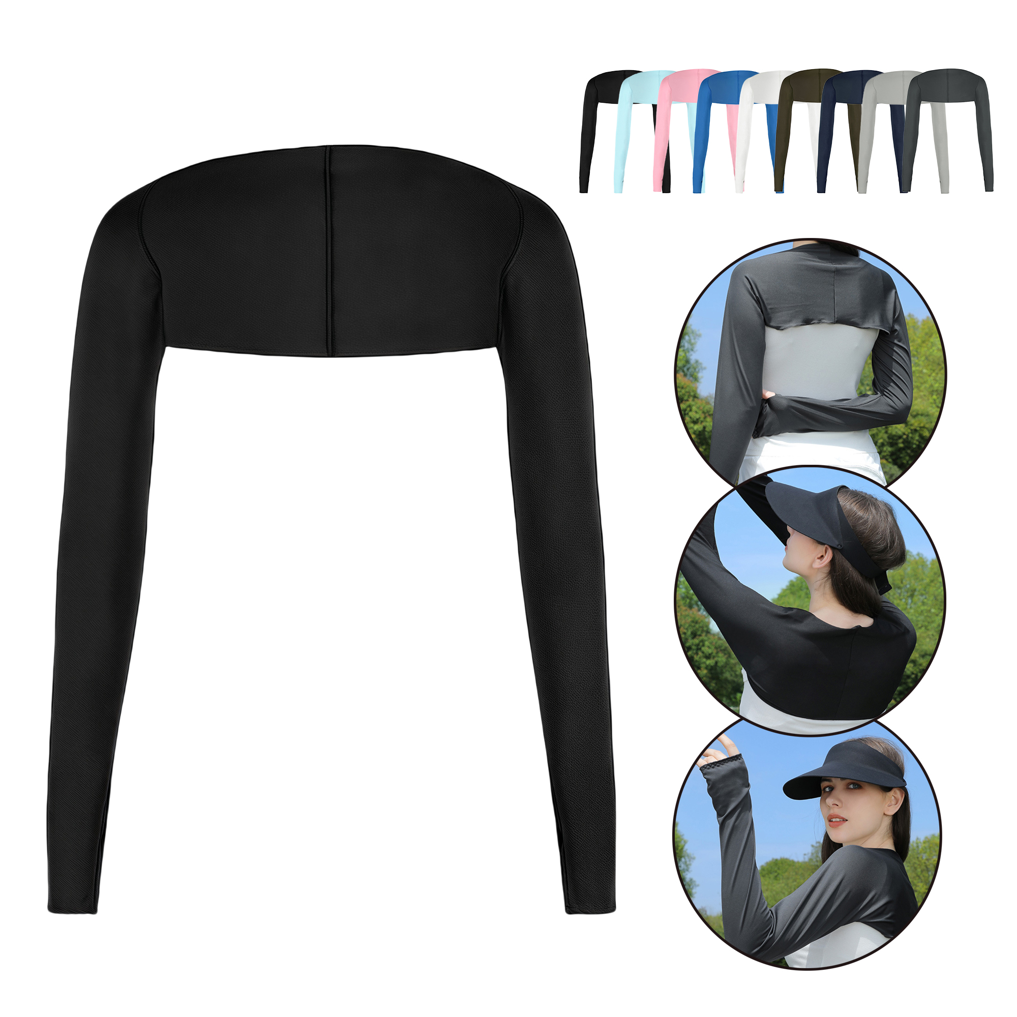 Summer Sun Protection Arm Sleeves Cooling UV Blocking Fingerless Breathable Stretchy for Outdoor 6