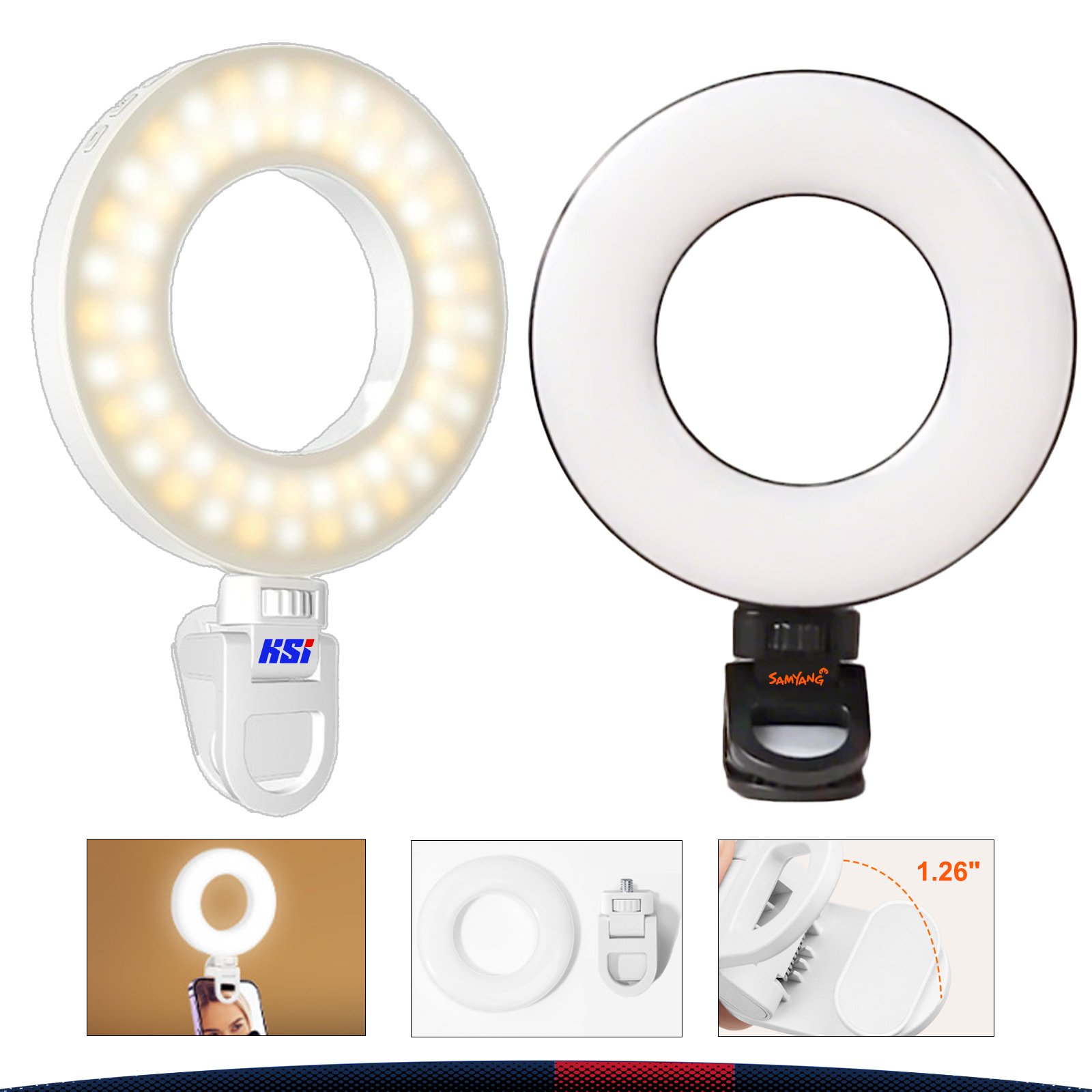 Glimora Clip-On Rechargeable LED Selfie Ring Light 4