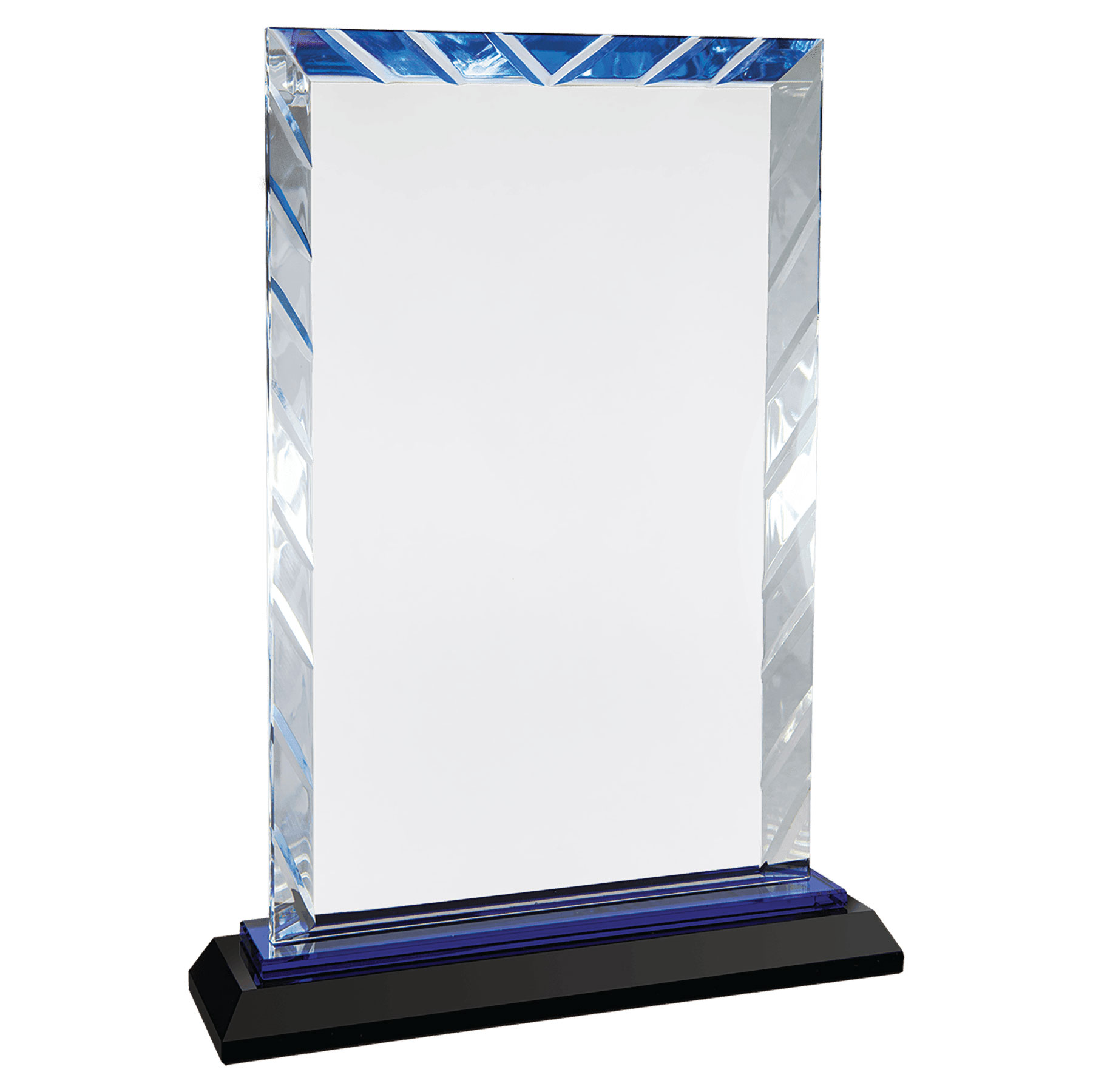 9" Blue Rectangle Accent Glass on Black Base 3