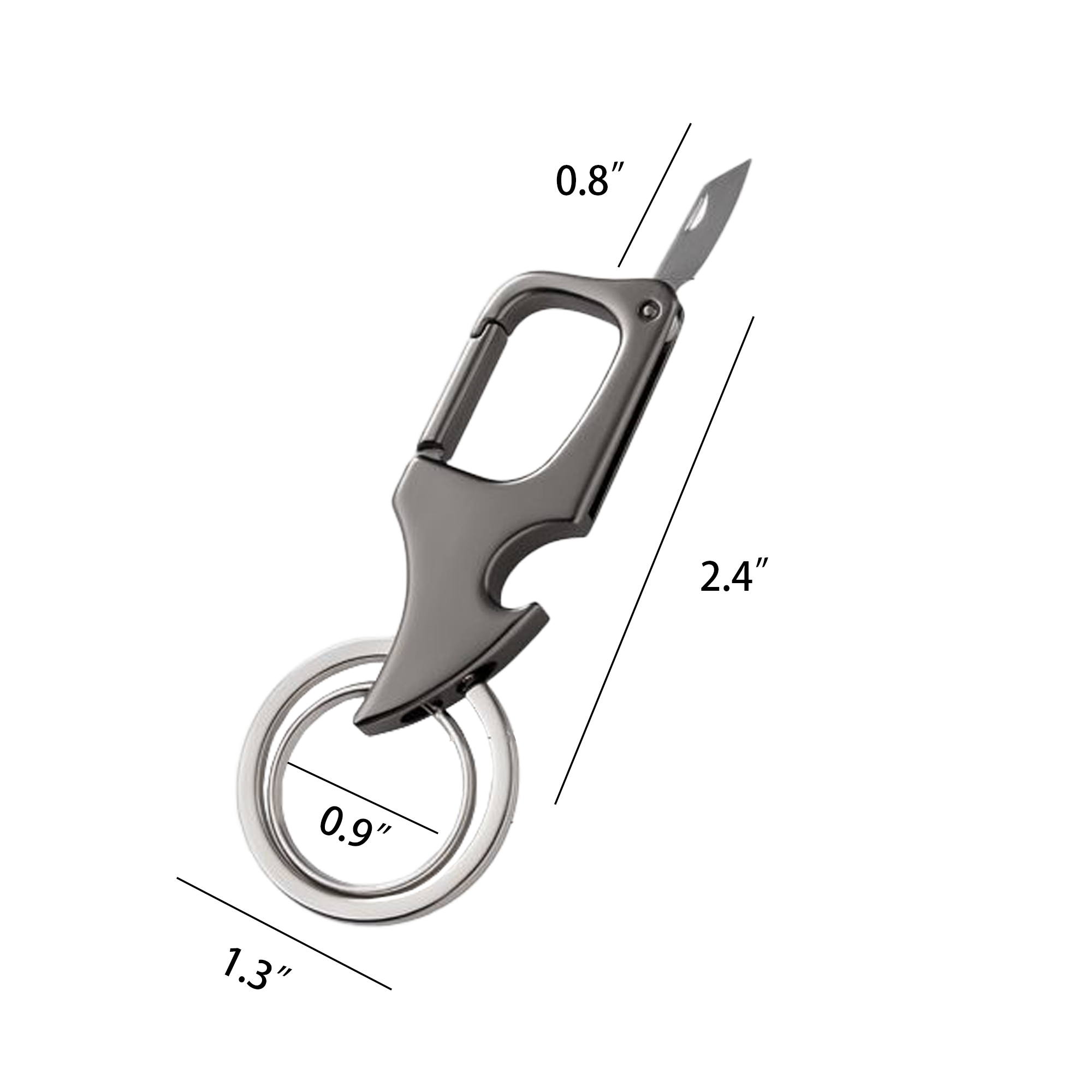 Zinc Alloy Keychain with Retractable Knife and Bottle Opener 2