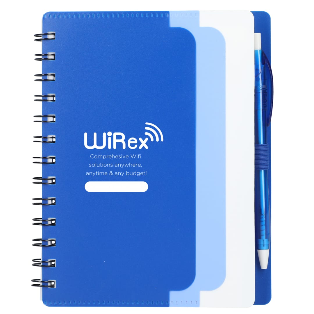 5" x 7" Recycled Dual Pocket Spiral Notebook w Pen 135