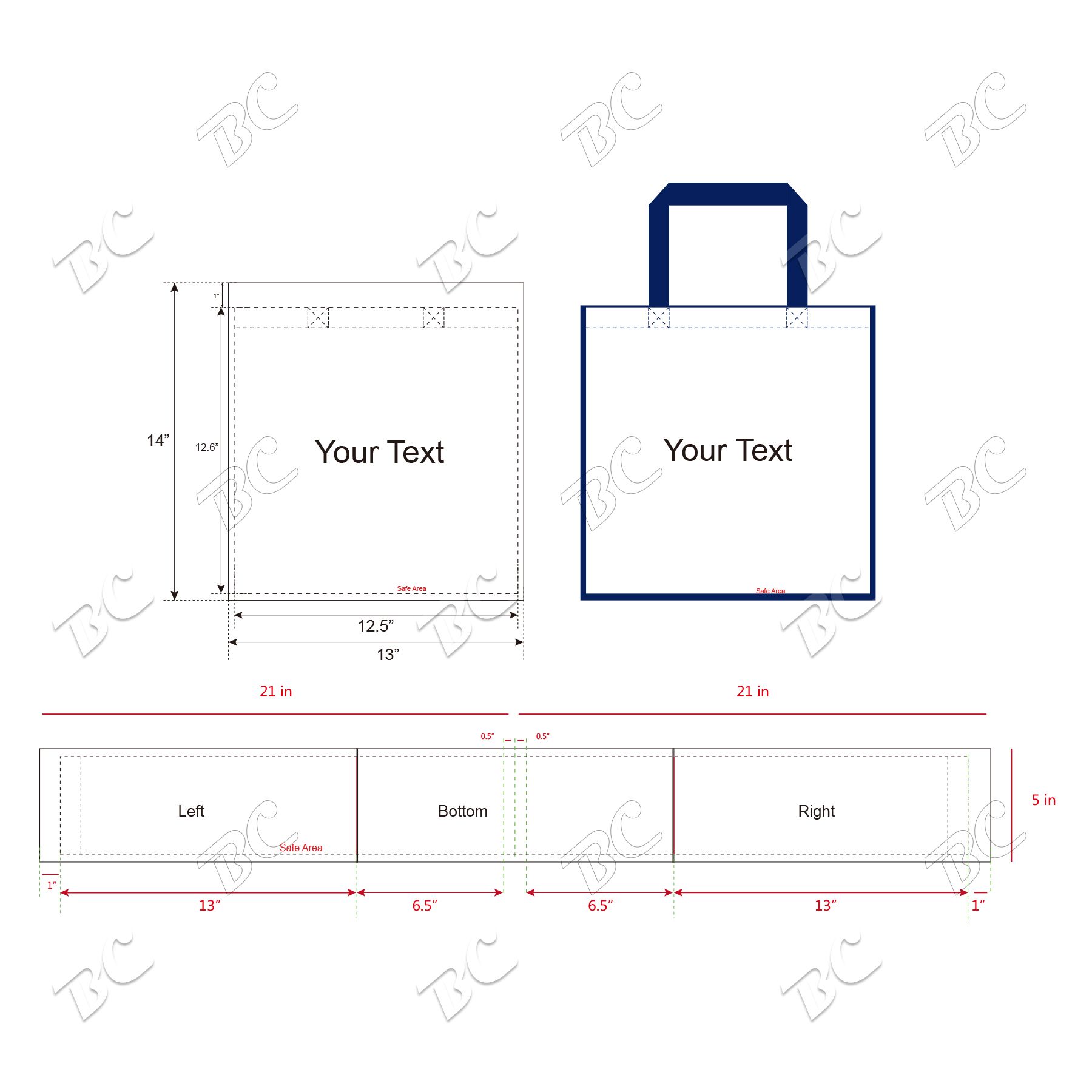 Free shipping Color Trim Dye Sub TOTE BAGS 7