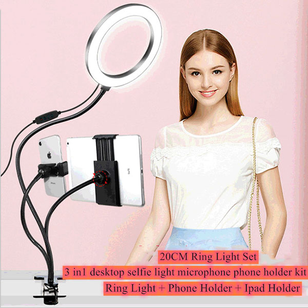 3-in-1 Live Stream Led Light Selfie Ring Cell Phone Holder 7