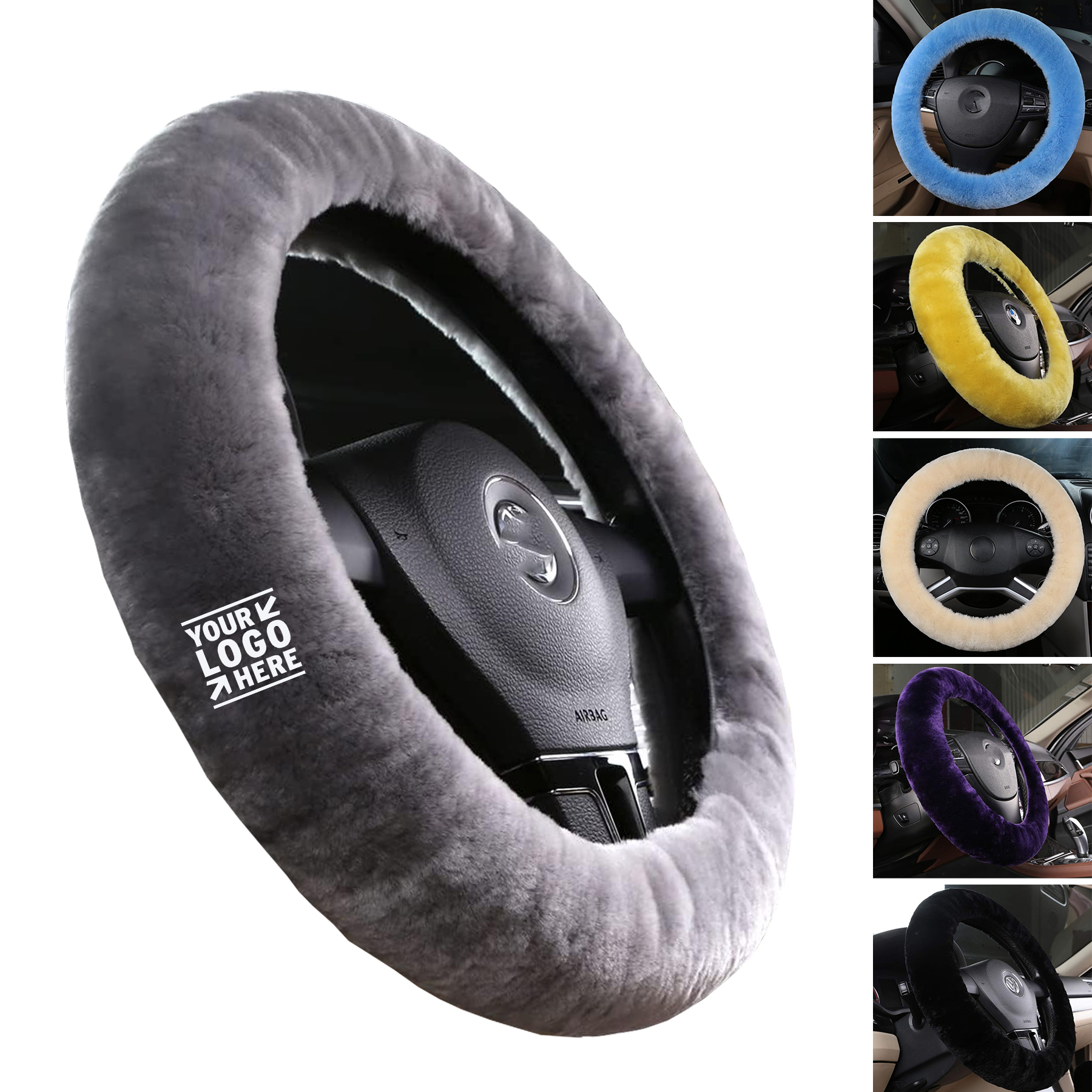 Fuzzy Fur Protector 14 1/2inch-15 1/2inch Soft Fluffy Plush Sheepskin Car Steering Wheel Cover
 2
