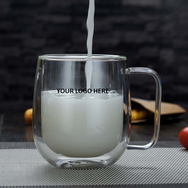 Double Wall Round Glass Coffee Mugs 8 oz 6
