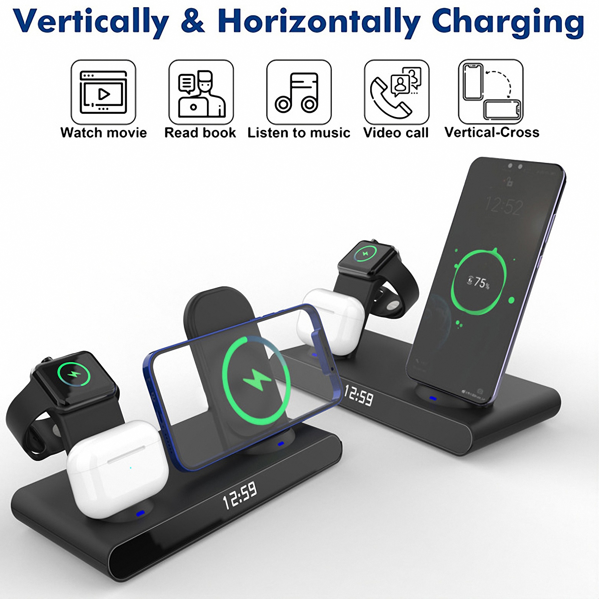 3" 1 Wireless Phone Charger with Alarm Clock 5