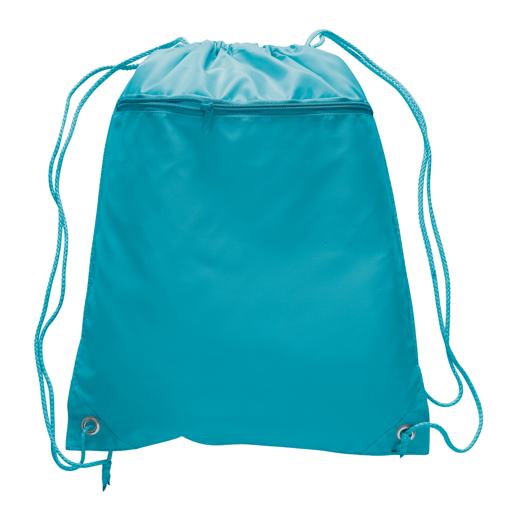 Polyester Drawstring Backpack w/ Front Pocket 18