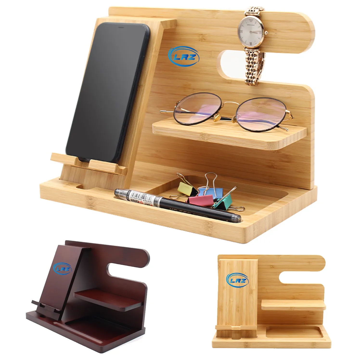 Wood Phone Docking Station Desk Organizer 2