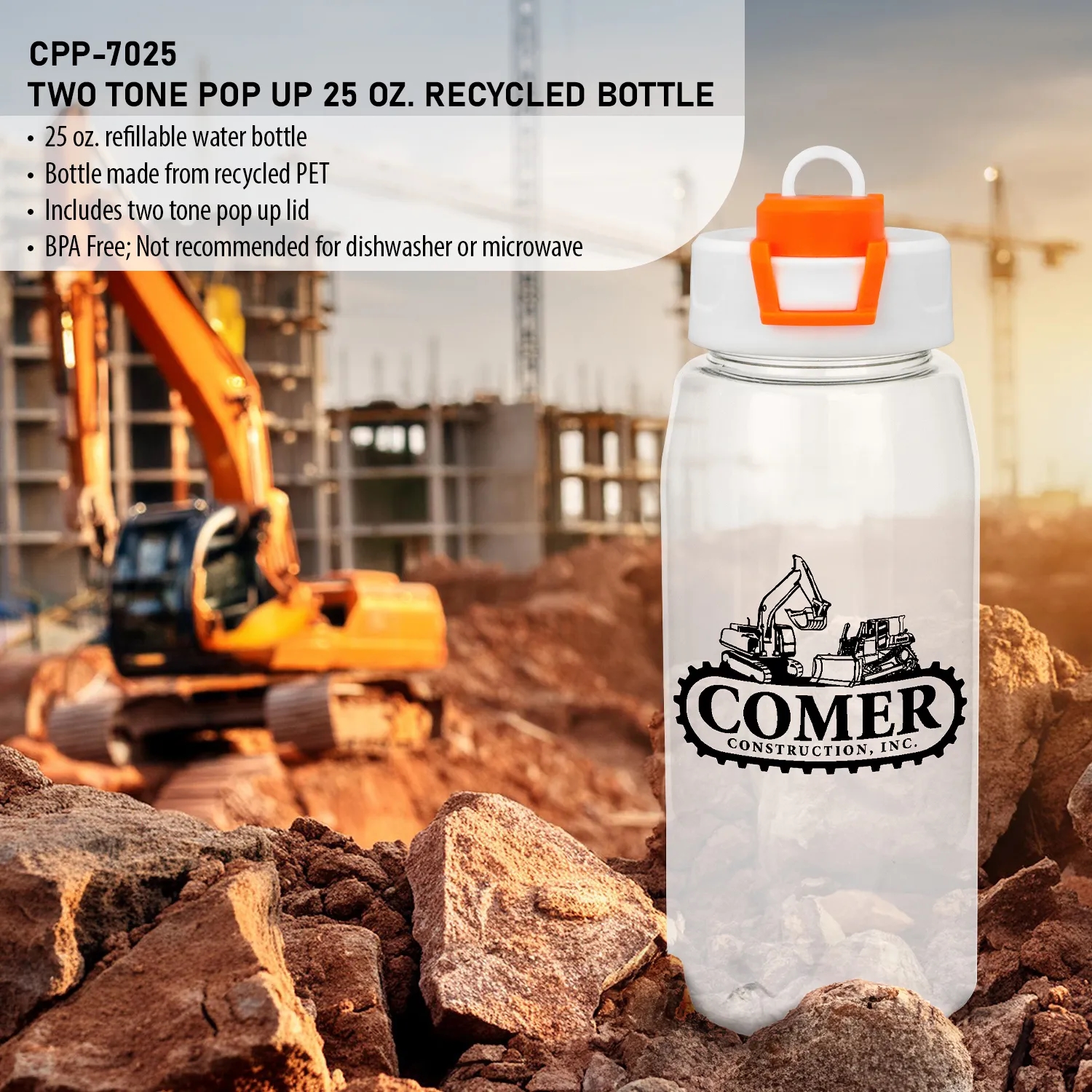 Two Tone Pop Up 25 oz. Recycled Bottle 6