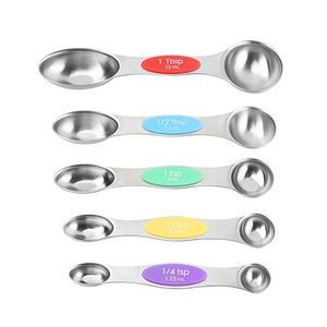 Stainless Steel Magnetic 5 In 1 Dual Measurement Spoons With Silicone Handle 6