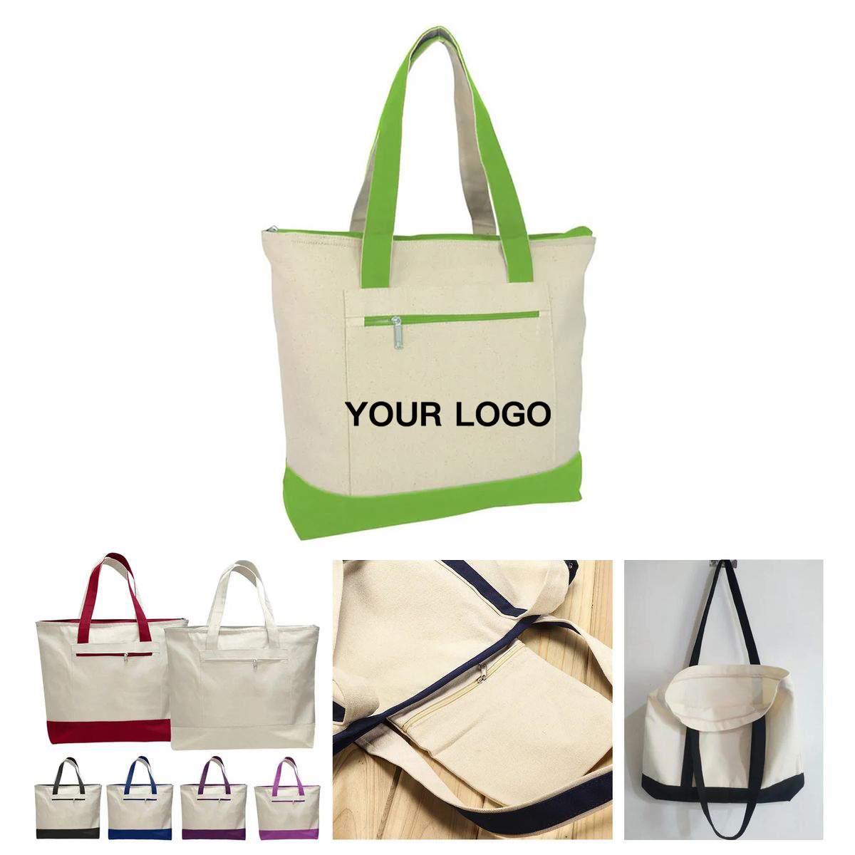 Large Cotton Canvas Tote Bag with Reinforced Handles, custom tote bag with logo imprint 7