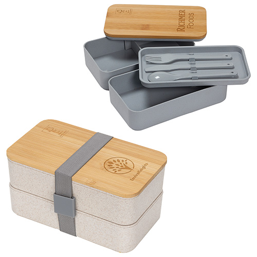 Double Decker Lunch Box with FSC® Bamboo Lid & Utensils 17