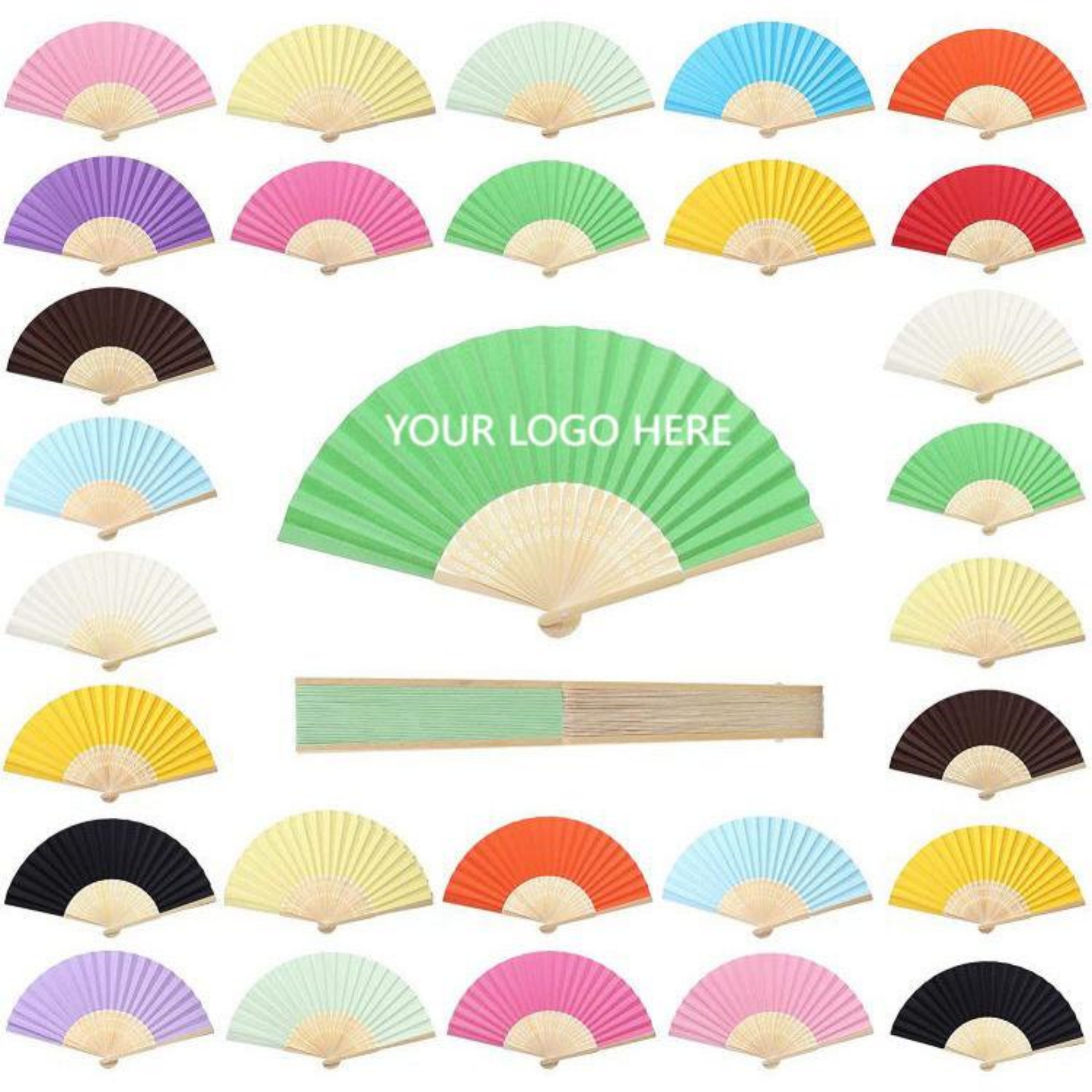 Folding Paper Fan With Bamboo Handle 2