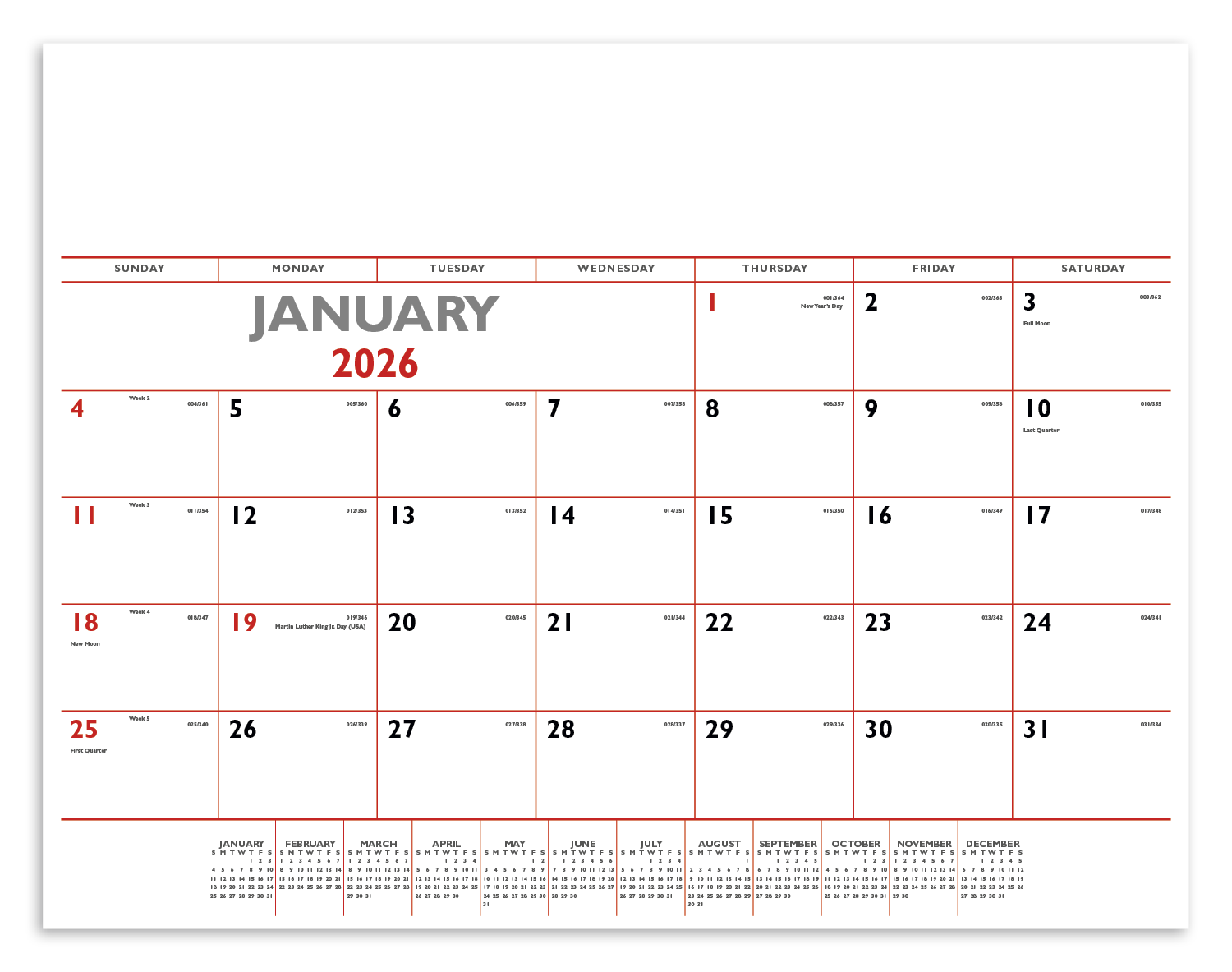 Triumph® Calendars Red & Black Desk Pad 3