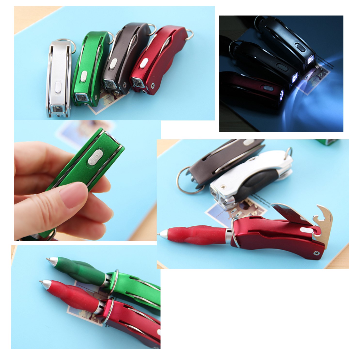 Multi Functional LED Foldable Ball Pen with keychain 5